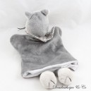 Doudou puppet wolf BEAR STORY gray collar fabrics 22 cm
