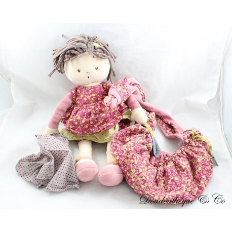 Porte-bébés et poupée MOULIN ROTY Petit chose rose vert motifs fleuris 35 cm Porte-bébés et poupée MOULIN ROTY Petit chose rose vert motifs fleuris 35 cm