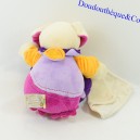 Plush rabbit BABY NAT' hearts handkerchief white purple 25 cm