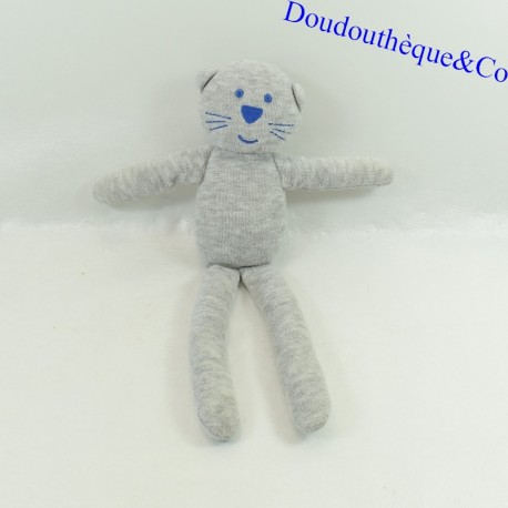 Doudou cat BOUT'CHOU Monoprix beige gris 28 cm