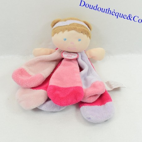 Doudou demoiselle fée DOUDOU ET COMPAGNIE rosa castano e viola 17cm