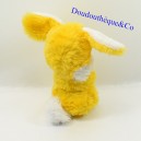 Peluche coniglio giallo bianco vintage occhi plastica tira lingua 20 cm