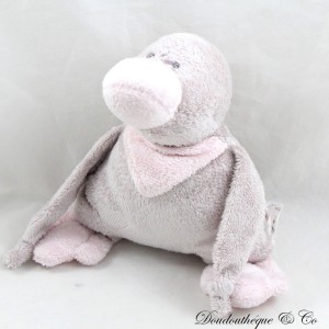 Peluche uccello anatra J-LINE grigio rosa cuore bianco ricamato 20 cm