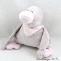 Pato pájaro de peluche J-LINE gris rosa corazón blanco bordado 20 cm