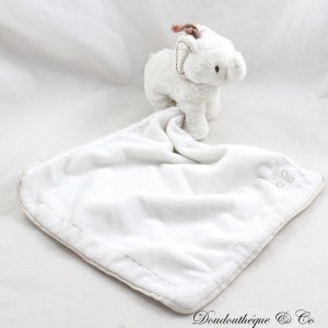 Handkerchief blanket Ferdinand elephant TOAST AND CHOCOLATE beige embroidery TC 40 cm