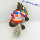 Lobo de peluche AUZOU Wolf suéter multicolor marrón y gris 27 cm