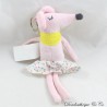 Llavero felpa ratón ETAM falda rosa tejidos pañuelo amarillo 22 cm