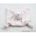 Doudou flat cat BOUT'CHOU Monoprix pink stars square 19 cm