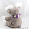 Plush reindeer FIZZY brown deer elk wool scarf striped purple yellow 20 cm
