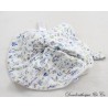 Blanket flat round bear JACADI white fabric liberty flowers blue bird pacifier teat 23 cm