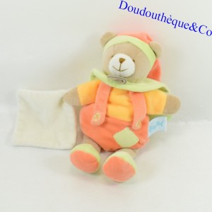 Fazzoletto orso di peluche BABY NAT' Il mem pacap Pantins BN732 arancio giallo verde 25 cm