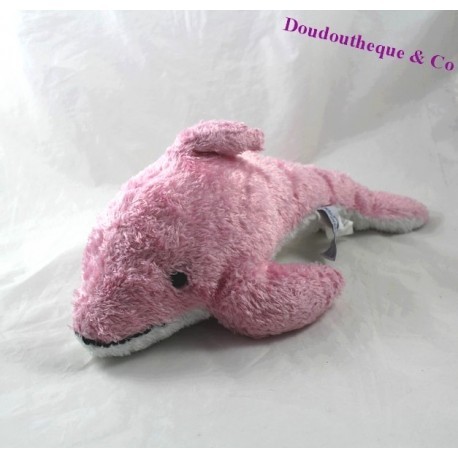 Stuffed Dolphin MARINELAND pink white hair long 30 cm