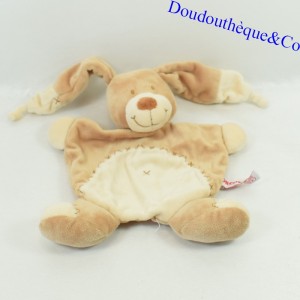 Doudou flaches Kaninchen ORCHESTRA Bastien Kreuz bestickt braun beige 20 cm