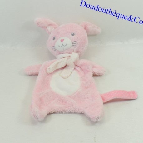 Conejo de peluche plano TEX BABY bufanda rosa guisantes rosas 28 cm