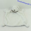 Doudou orso piatto NICOTOY sciarpa bianca bandane marrone 28 cm