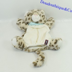 Doudou puppet Cookie the leopard KALOO Friends white bandanas blue 25 cm