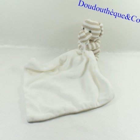 Doudou handkerchief elephant MAXI BAZAAR brown white sitting 18 cm Doudou handkerchief elephant MAXI BAZAAR brown white sitting 18 cm