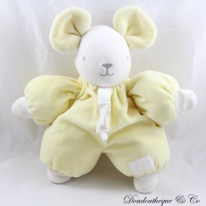 Plush mouse TOAST AND CHOCOLATE yellow white padded vintage 29 cm