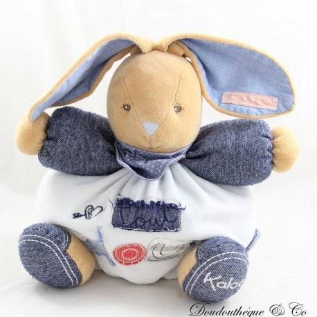 Plush patapouf rabbit KALOO All soft Blue Denim not even afraid 25 cm