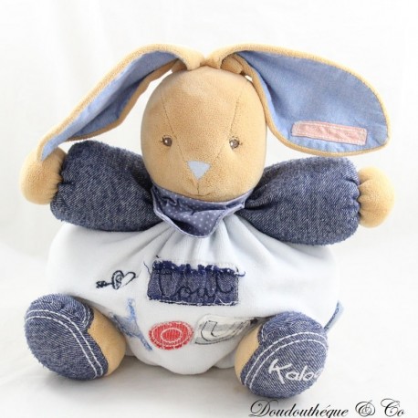 Plüsch Patapouf Kaninchen KALOO Ganz weich Blau Denim nicht einmal Angst 25 cm