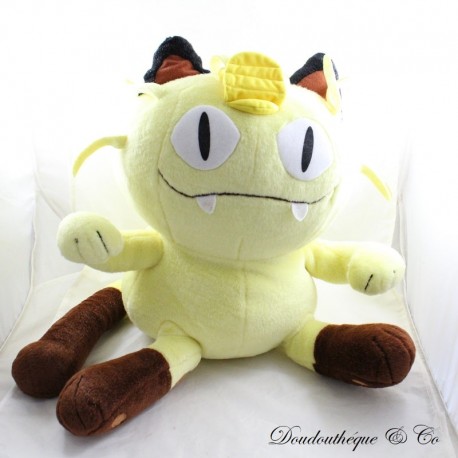 Plüsch XXL Katze Miau HASBRO Pokémon Vintage Gelb Braun 1999 40 cm