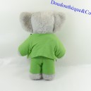 Peluche Babar éléphant habit vert feutrine vintage 30 cm