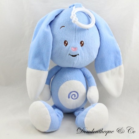 Conejo de peluche musical AUCHAN azul blanco