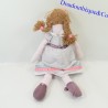Bambola rag JACADI capelli castano vestito rosa 34 cm
