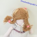 Doll rag JACADI hair chestnut pink dress 34 cm
