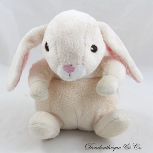 Doudou rabbit H&M beige cream ecru inside the ears tiles vichy pink 14 cm