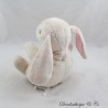 Doudou conejo H&M beige crema crudo dentro de las orejas azulejos vichy rosa 14 cm