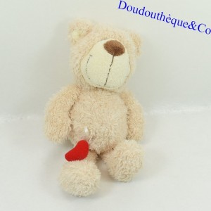 Plush bear GUND beige heart red long hair 21 cm