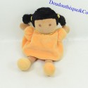 Doll cuddly toy girl brown teddy bear orange dress 22 cm