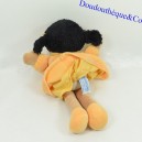 Puppe Kuscheltier Mädchen braun Teddybär orange Kleid 22 cm