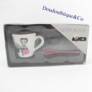 Betty Boop coffee set in black and pink ceramic cup and spoon