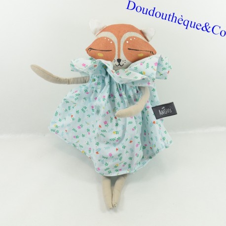 Peluche renard ANGUS robe fleuris tissus fille renarde 38 cm Peluche renard ANGUS robe fleuris tissus fille renarde 38 cm
