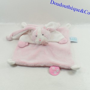 Doudou coniglio piatto BABY NAT' Les Toudoux rosa bianco BN0271 23 cm