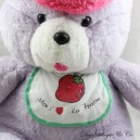 Peluche orsetto NOUNOURS Mi piace il berretto viola fragola rosa vintage linguetta tirata 36 cm