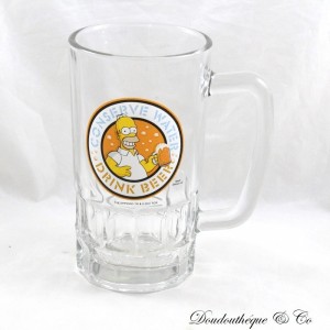 Chope bière Homer SIMPSONS Conserve water drink beer verre transparent 16 cm