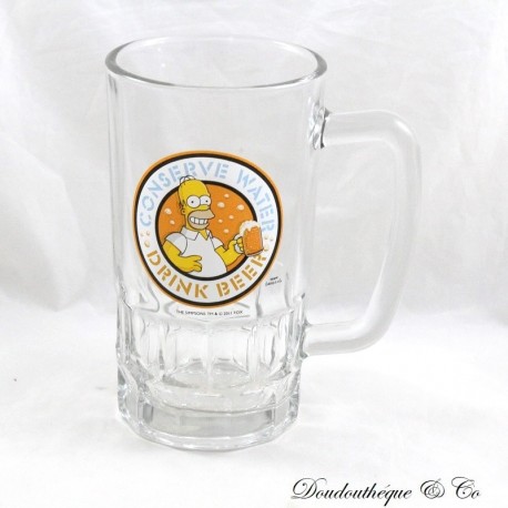 Boccale per birra Homer SIMPSONS Può bere acqua birra vetro trasparente 16 cm Boccale per birra Homer SIMPSONS Può bere acqua birra vetro trasparente 16 cm