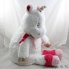 Unicornio de peluche BABY NAT' Mi escondite de pijama rosa blanco gama pijama 57 cm