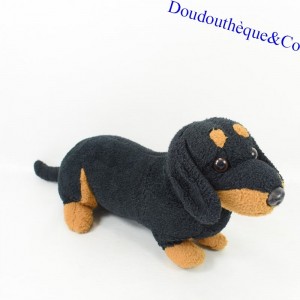 Peluche chien PROPLAN Teckel noir et marron corps long 36 cm