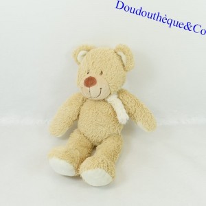 Plush bear TEX BABY beige white scarf 28 cm