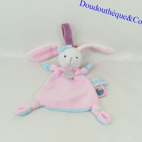 Flat rabbit cuddly toy BABY NAT' pacifier clip Berry BN0240 16 cm