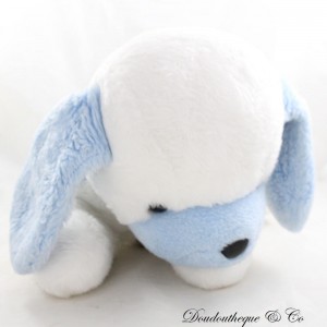 Peluche range pyjama chien NOUNOURS bleu blanc vintage 45 cm