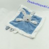 Doudou flat rabbit sleeper OBAIBI blue and white heart 24 cm