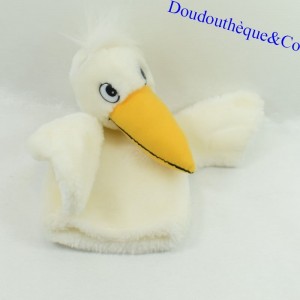 Doudou Marionnette canard LUFTHANSA oiseau publicitaire voyage blanc jaune 22 cm