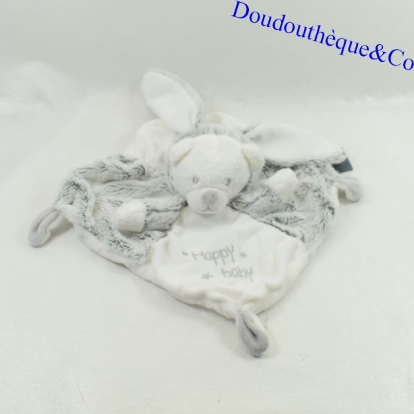 Doudou mouchoir lapin ours blanc gris Happy baby Premaman