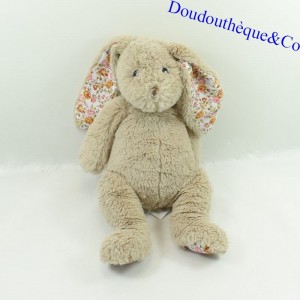 Plush rabbit COTTON BLUE brown Paws and Ears floral fabric 32 cm