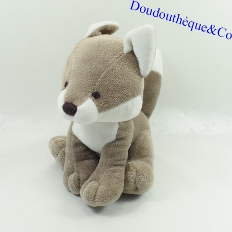 Plush Fox JACADI grey taupe white seated 21 cm